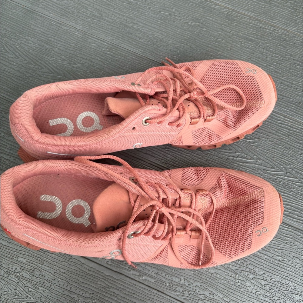 On Running Pink Athletic Shoes Monochromatic Design
